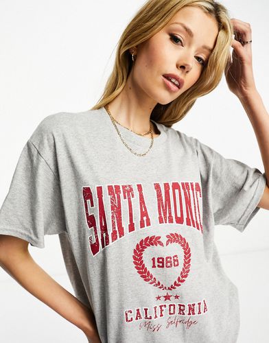 T-shirt oversize avec imprimé Santa Monica - chiné - Miss Selfridge - Modalova