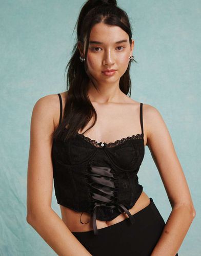 Top corset avec laçage sur le devant - Miss Selfridge - Modalova