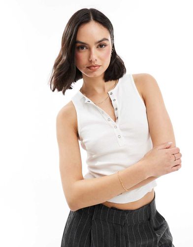 Top sans manches à boutons-pression - Blanc - Miss Selfridge - Modalova