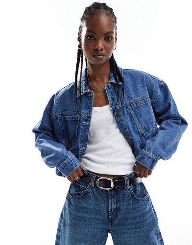 Veste en jean courte coupe carrée - moyen délavé - Noisy May - Modalova