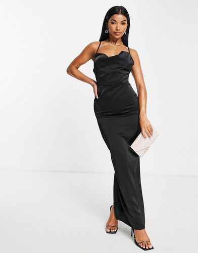 Robe longue de bal de promo en satin avec col bénitier - Naanaa - Modalova