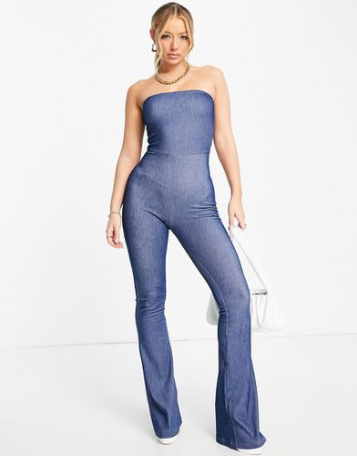 Combinaison bandeau évasée en jean stretch - Naked Wardrobe - Modalova