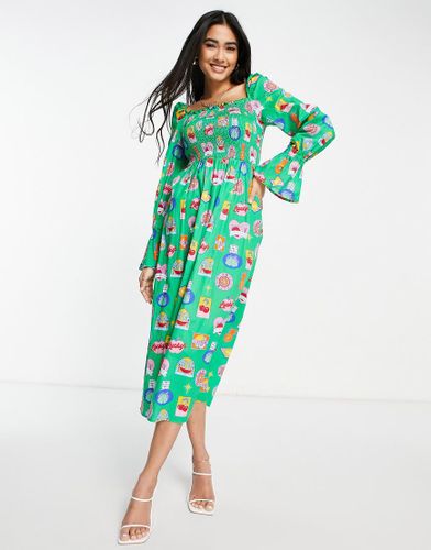 Fruit Sticker - Robe mi-longue froncée - Never Fully Dressed - Modalova