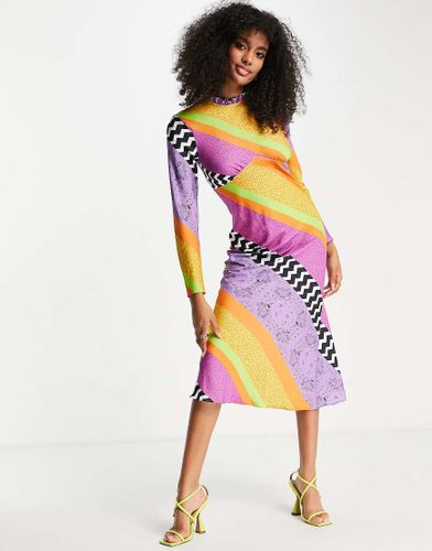 Robe mi-longue à col montant - Imprimé flashy - Never Fully Dressed - Modalova