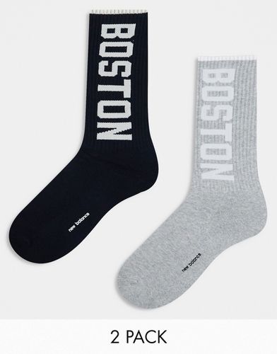 Lot de 2 paires de chaussettes à logo - Noir et gris - New Balance - Modalova