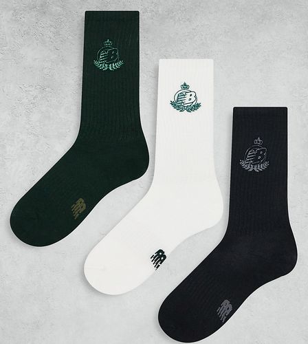 Members Club - Lot de 3 paires de chaussettes - Vert/noir/blanc - New Balance - Modalova