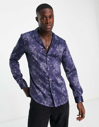 Chemise manches longues en satin à imprimé fleuri - ton sur ton - New Look - Modalova