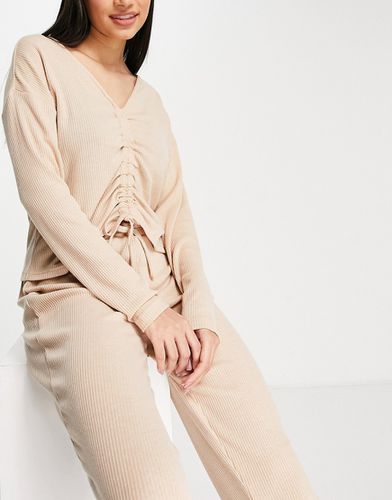 Haut de pyjama côtelé - Camel - New Look - Modalova
