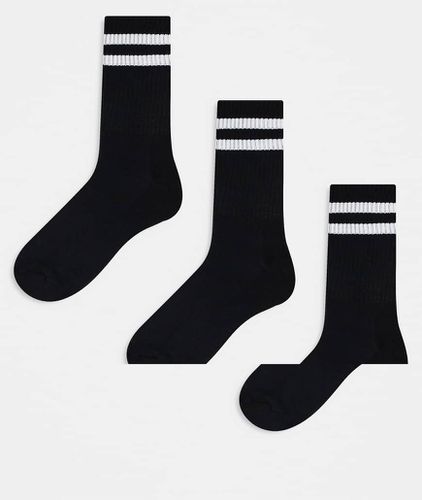 Lot de 3 paires de chaussettes de sport à rayures - New Look - Modalova