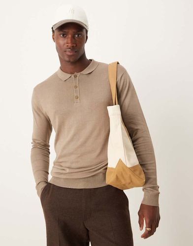 Polo manches longues en maille - New Look - Modalova