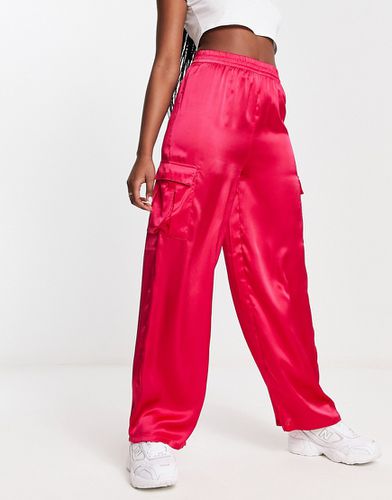 Pantalon cargo en satin - Rose - New Look - Modalova