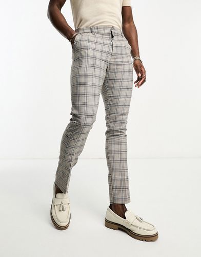 Pantalon à carreaux coupe ajustée - Marron - New Look - Modalova