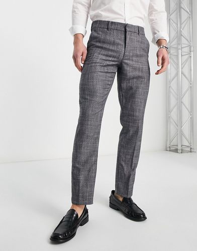 Pantalon de costume ajusté en tissu texturé - foncé - New Look - Modalova