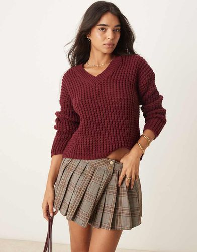 Pull col V - Bordeaux - New Look - Modalova