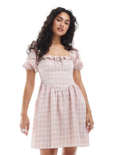 Robe courte  carreaux avec dtail corset - New Look - Modalova