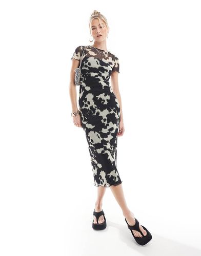 Robe mi-longue en tulle imprimé vache - New Look - Modalova