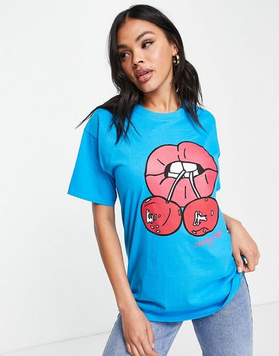 T-shirt oversize à large motif lèvres et cerises - New Love Club - Modalova