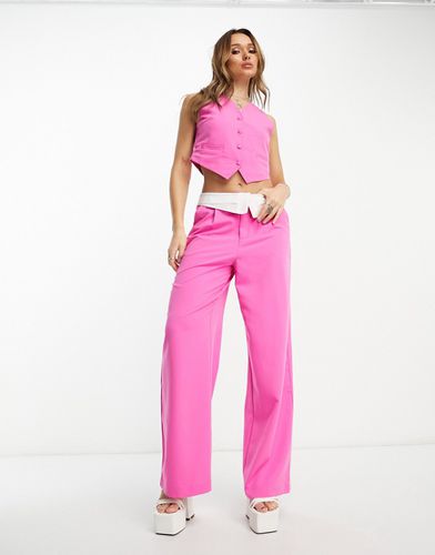 Neon & Nylon - Pantalon habillé d'ensemble à taille repliée contrastante - vif - Only - Modalova