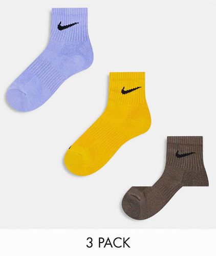 Cush - Lot de 3 paires de chaussettes unisexes - Bleu, orange et gris - Nike Training - Modalova