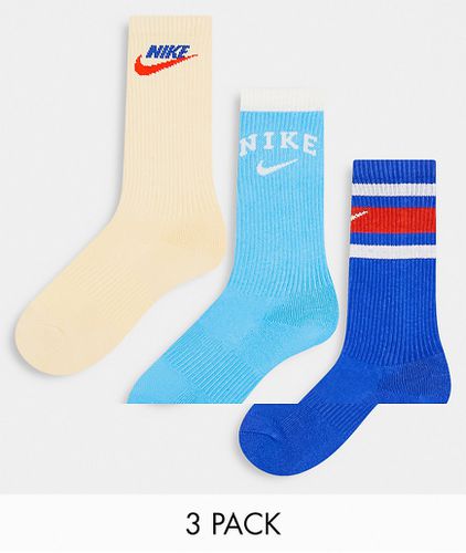 Lot de 3 paires de chaussettes rétro - Bleu et taupe - Nike Training - Modalova