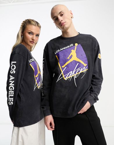 NBA LA Lakers - T-shirt unisexe à logo graphique et manches longues - Noir et violet - Nike Basketball - Modalova