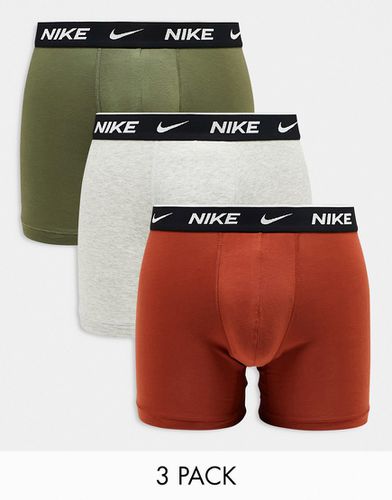 Everyday - Lot de 3 boxers en coton stretch - Olive, orange et gris - Nike - Modalova