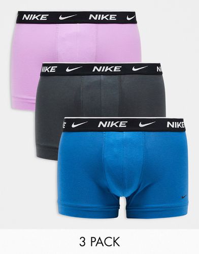Everyday - Lot de 3 boxers en coton stretch - Anthracite/bleu/rose - Nike - Modalova