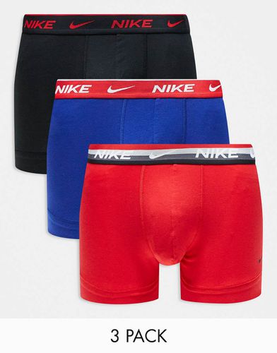 Everyday - Lot de 3 boxers en coton stretch - Rouge/bleu/noir - Nike - Modalova