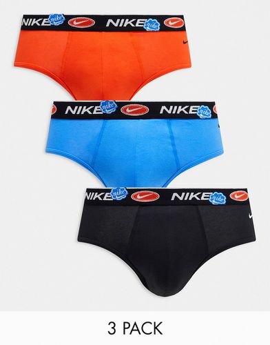 Everyday - Lot de 3 slips en coton stretch - Noir/bleu/orange - Nike - Modalova