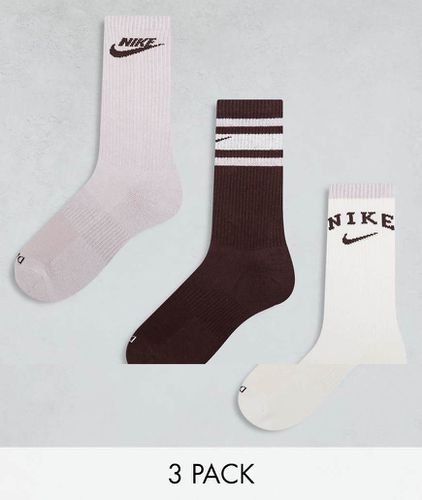 Nike - Everyday Plus - Lot de 3 paires de chaussettes rembourrées - Bordeaux - Nike Training - Modalova