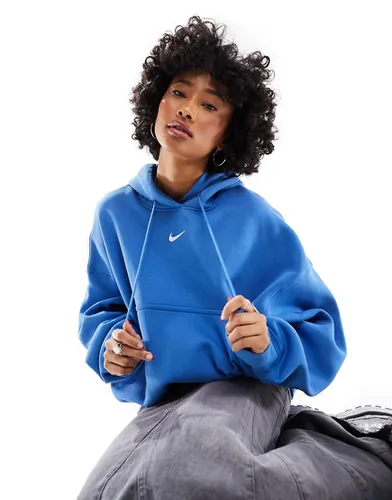 Sweat à capuche court ultra oversize en polaire avec petit logo virgule - ciel - Nike - Modalova