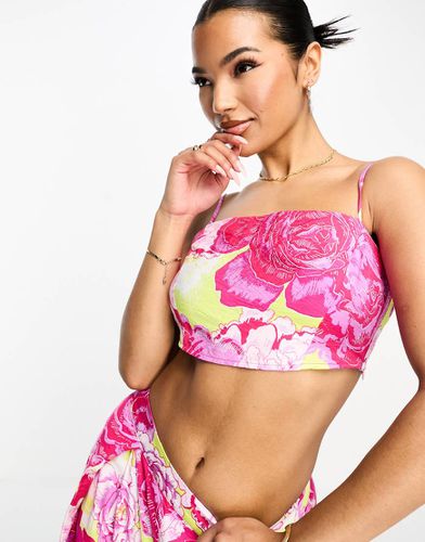 Caraco crop top d'ensemble imprimé - Rose fluo - Something New - Modalova