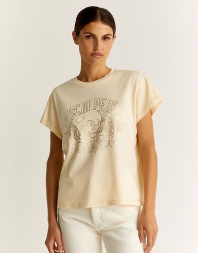 T-shirt à imprimé rock métallisé - Naturel - Scalpers - Modalova