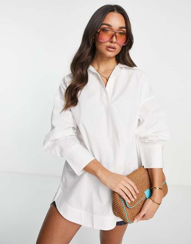 Chemise en coton à fronces au dos - - WHITE - Selected - Modalova