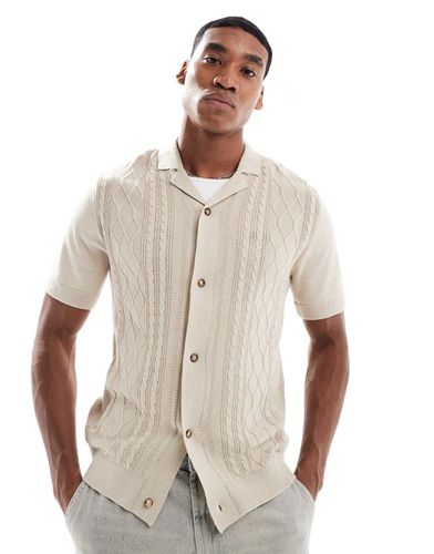 Chemise en maille avec motif appliqué - Crème - Selected Homme - Modalova