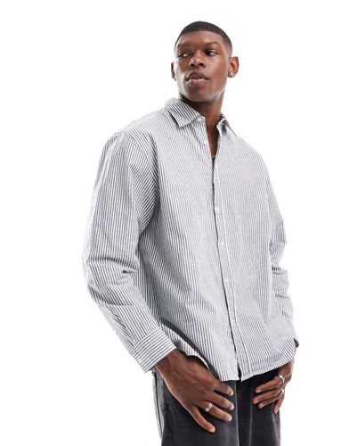 Chemise oversize coupe carrée à rayures - Bleu - Selected Homme - Modalova