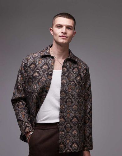 Surchemise à imprimé jacquard - Marron - Selected Homme - Modalova