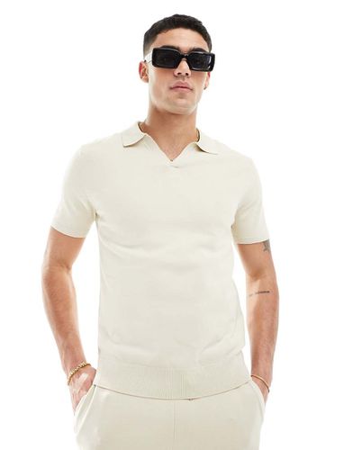 Polo en maille d'ensemble avec col à revers - Beige - Selected Homme - Modalova