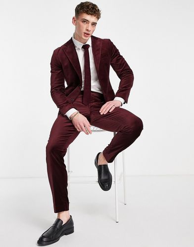 Pantalon de costume ajusté en velours - Bordeaux - Selected Homme - Modalova