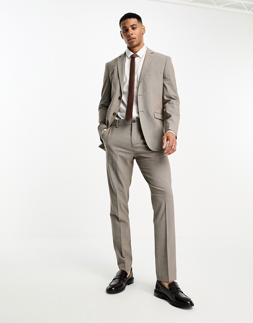 Pantalon de costume coupe slim à motif pied-de-poule - Marron - Selected Homme - Modalova
