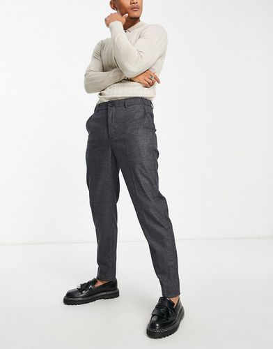 Pantalon élégant coupe fuselée ajustée à motif pied-de-poule - foncé - Selected Homme - Modalova