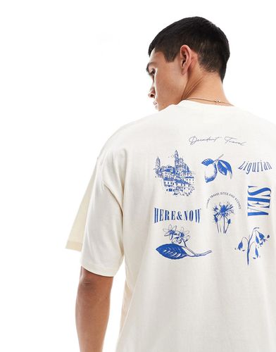 T-shirt oversize à imprimé Lemon Holiday - Crème - Selected Homme - Modalova