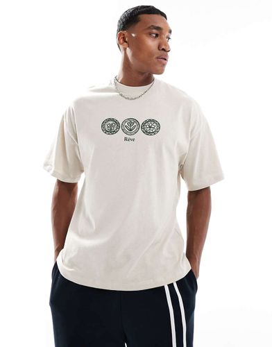 T-shirt oversize à petits cercles - Crème - Selected Homme - Modalova