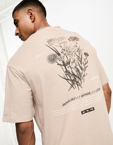 T-shirt oversize avec imprimé fleur au dos - Marron délavé - Selected Homme - Modalova