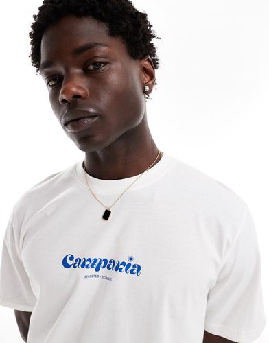T-shirt oversize avec imprimé sur la poitrine - Selected Homme - Modalova