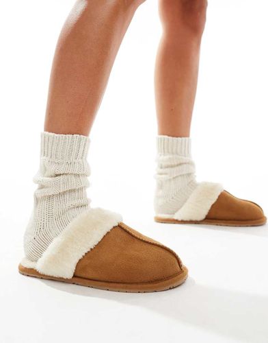 Chaussons style mules en fausse fourrure - Sable - Seqwl - Modalova