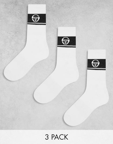 Lot de 3 paires de chaussettes à logo - Noir et blanc - Sergio Tacchini - Modalova