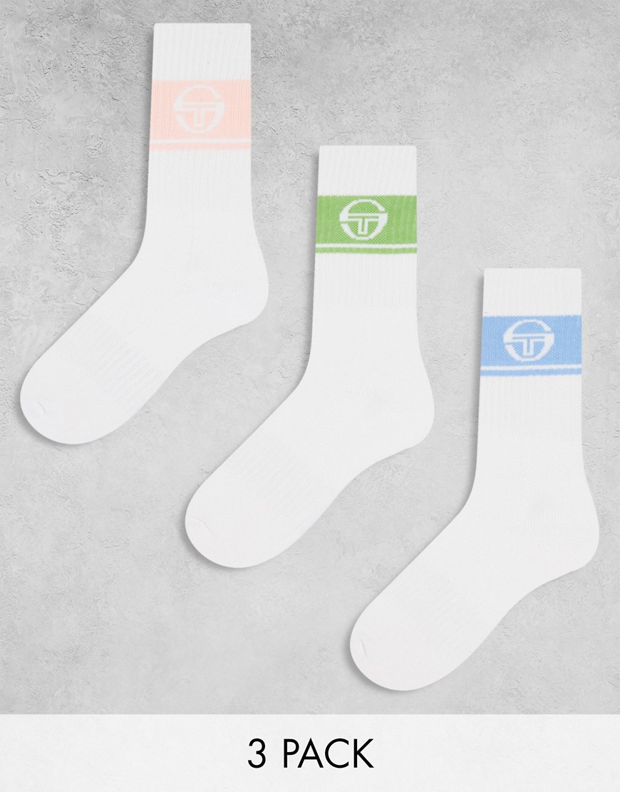 Lot de 3 paires de chaussettes à logo - Rose, sauge et bleu - Sergio Tacchini - Modalova