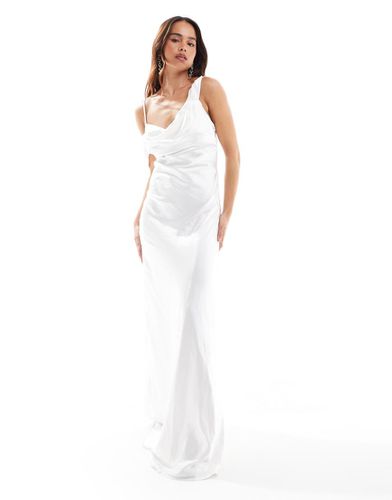 Robe longue de mariée asymétrique en satin à épaule drapée - Six Stories - Modalova