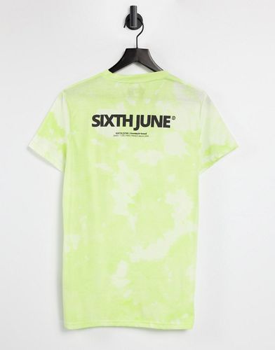 T-shirt unisexe oversize d'ensemble avec logo sur le devant - citron délavé - Sixth June - Modalova